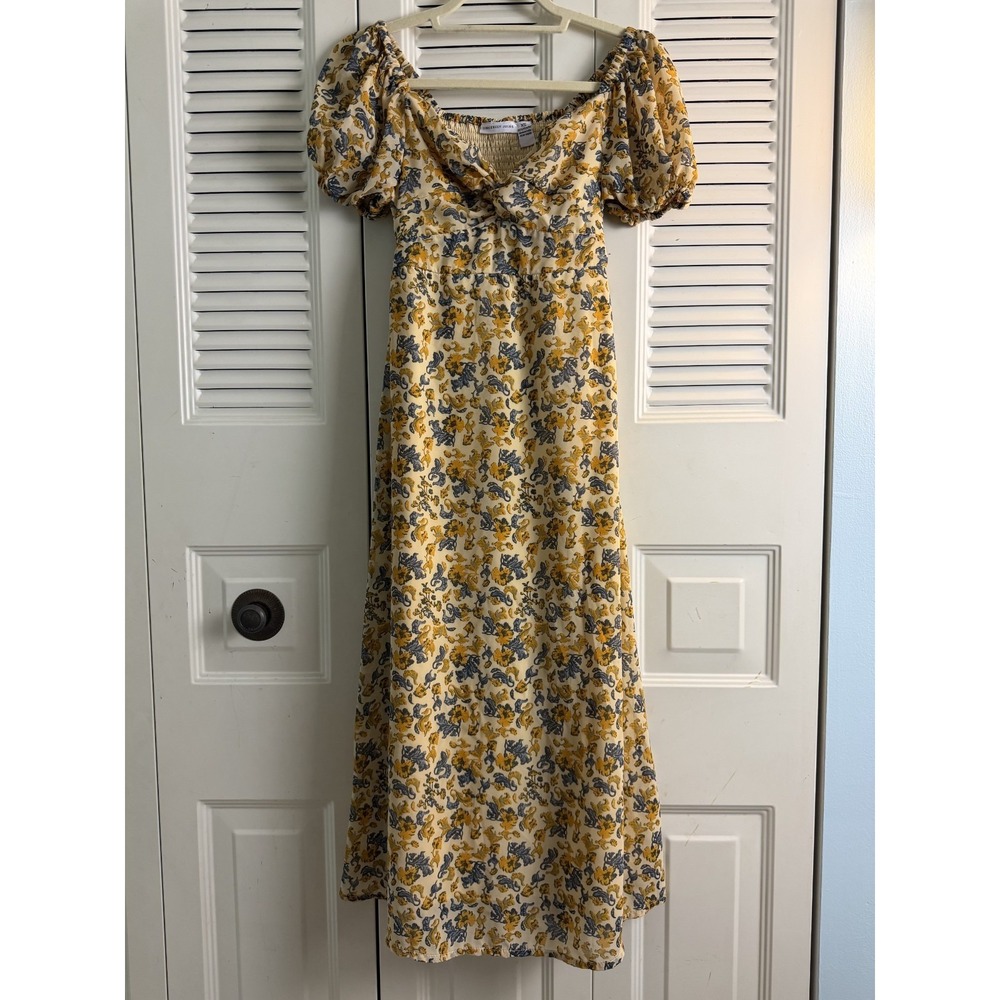 Sincerely Jules Babydoll Maxi Dress XS Boho Forest Fairy Floral Fall Puff Sleeve